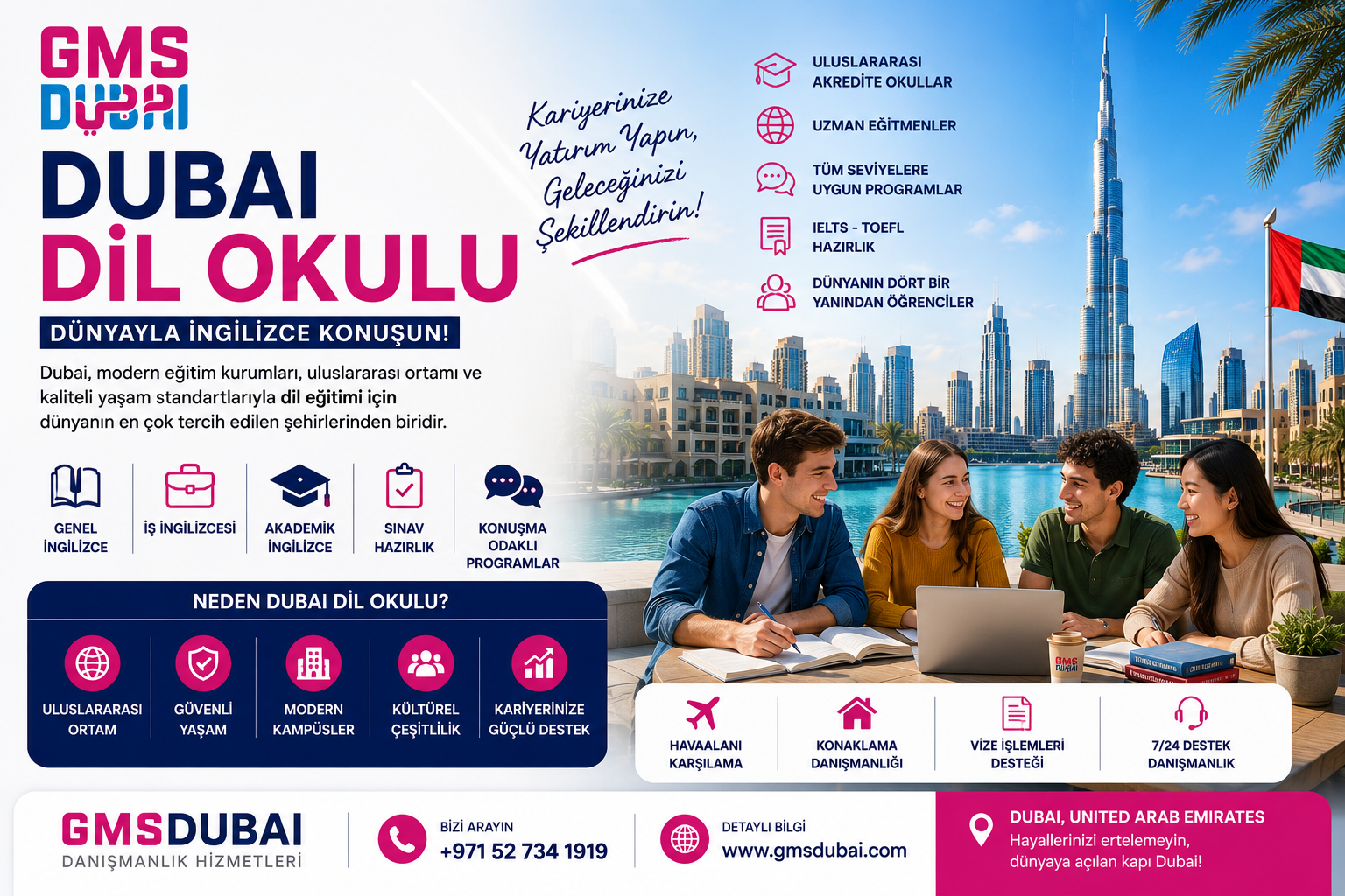Dubai Dil Okulu 2026 | Dubai'de İngilizce Eğitimi ve Öğrenci Vizesi